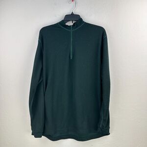 Simms Sweater Mens Large Green Knit Quarter Zip Long Sleeve Mock Neck‎